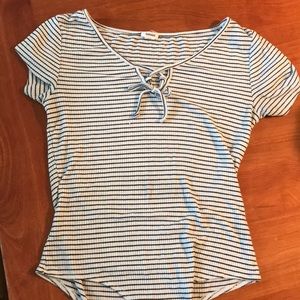Garage Striped Body Suit With Knot